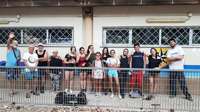 Ostia Up! - Arte urbana al Centro Sociale Anziani di Piazza Ronca. Foto di gruppo