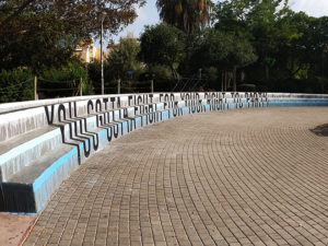 AMADAMA - You gotta fight for your right to party, Anamorphic installation, BLOOP Festival Ibiza, 2020