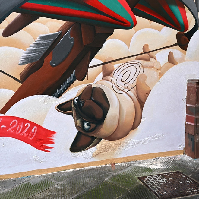 Zed1 - Ciascuno ha il suo bersaglio, murale a San Sepolcro (AR), Italy, 2020. photo credit: Thomas K. (@tekappa)