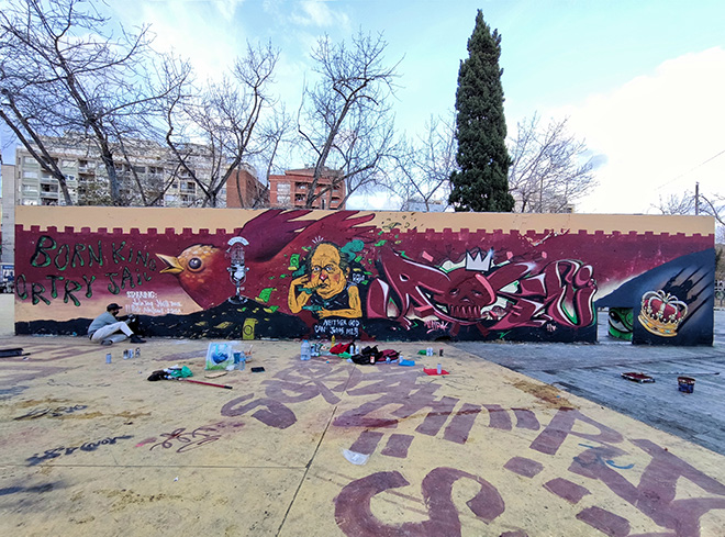 Antòn Seoane & El Rughi & Magia Trece & Doctor Toy - Graffiti Jam a Barcellona, Parque de las Tres Chimeneas, (Libertà per Pablo Hasel)