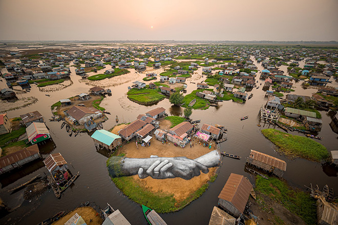 Saype - Beyond Walls, Ganvié, Benin. photo credit: Valentin Flauraud (@Vflpix)