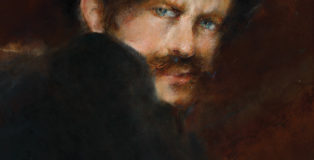 Giacomo Balla - Autoritratto , 1894 ca. olio su carta fotografica, 340 x 305 mm . Dipinto sul retro di un ritratto fotografico di Balla bambino (vedi foto)