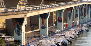 Ericailcane e Bastardilla - Murales sui piloni dell’asse attrezzato compreso tra il ponte Risorgimento e il ponte D’Annunzio, Pescara, MURAP Festival, 2021.