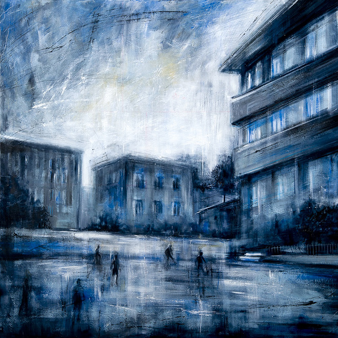 Mariarosaria Stigliano - PERIFERIA, olio pigmenti e smalti su tela, 80x80cm, 2019