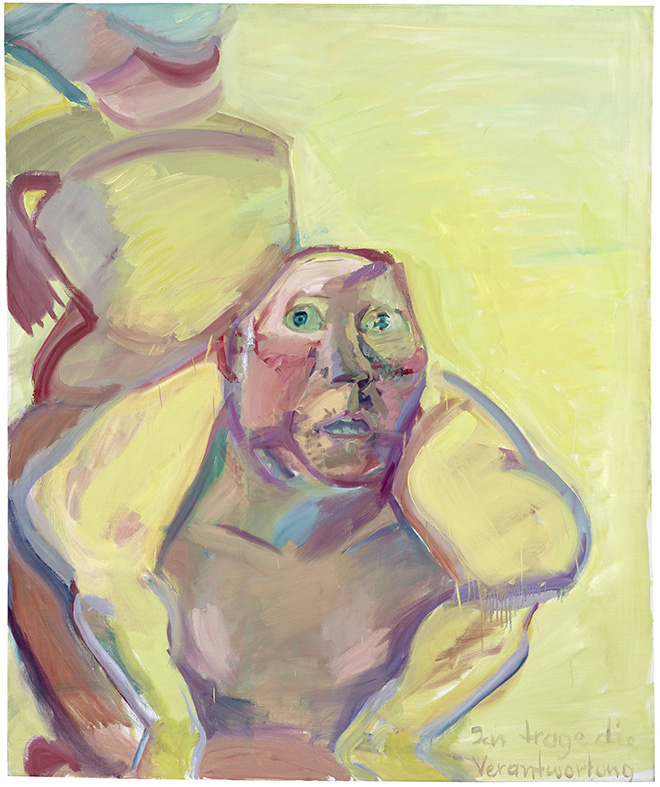 Maria Lassnig - Ich Trage die Verantwortung, 1981. Courtesy: © Maria Lassnig Foundation. Photo: Roland Krauss. Prestatore: Maria Lassnig Foundation. Olio su tela, cm 127.5x106.2.