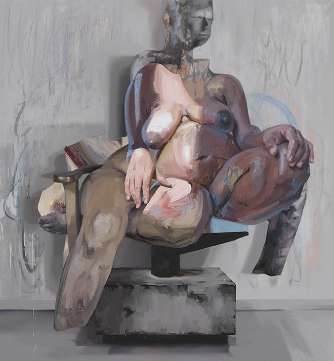 Jenny Saville - Fate 3. Courtesy: © Jenny Saville. All rights reserved, DACS 2021. Photo: Mike Bruce. Courtesy Gagosian. Prestatore: Collezione privata. olio su tela, cm 260,4x240,3x4,1