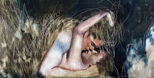 Giuliano Macca - Prima di scomparire, 2021, olio su tela, 160 x 100 cm.
