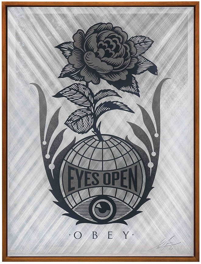 Shepard Fairey - Eyes open, 2021, Ed.1_3,Silkscreen on Metal (Aluminum),18x24 in. (45,7 x 61 cm), credits Wunderkammern, Shepard Fairey