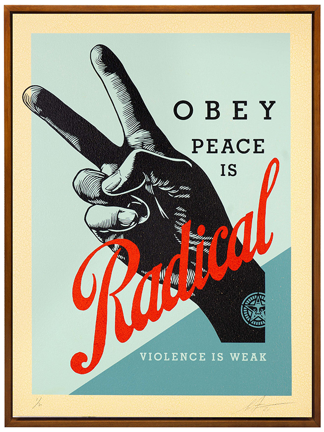 Shepard Fairey - Radical Peace (Blue), 2021, Ed. 1_6, Silkscreen on Wood Panel,18x24 in. (45,7 x 61 cm), credits Wunderkammern, Shepard Fairey