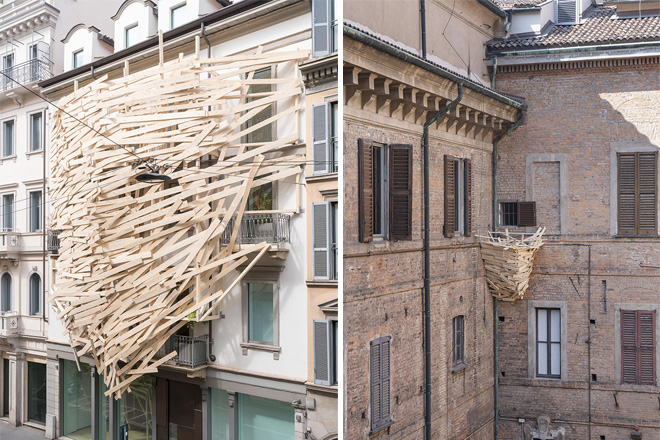 Tadashi Kawamata. Nests in Milan