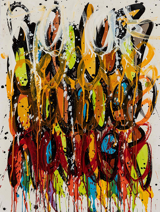JonOne - Glitter (2022), Gouache and ink on paper, 76,5 x 57 cm. Credits: Charlène Yves et Gwen Le Bras