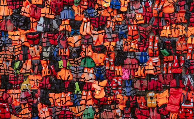 Ai Weiwei - Life Jackets, Québec City. Photo credit: Stephane Bourgeois