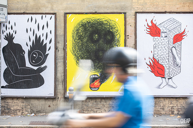 CHEAP - (On fire) Open call for artists, Street poster art, Bologna, 2022. Photo credit: Margherita Caprilli