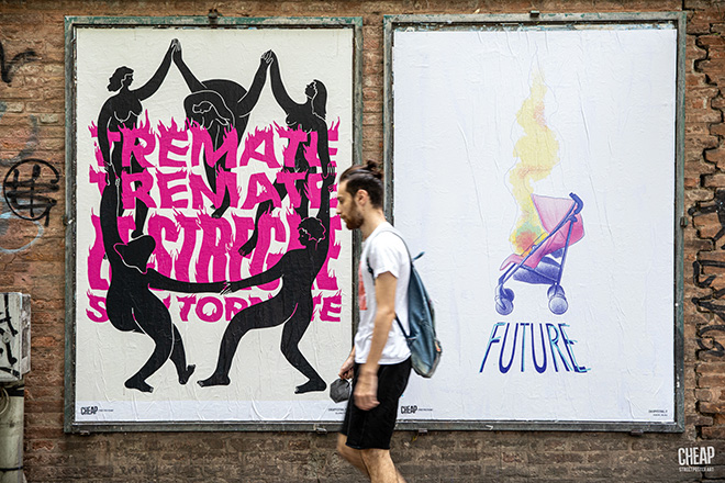 CHEAP - (On fire) Open call for artists, Street poster art, Bologna, 2022. Photo credit: Margherita Caprilli