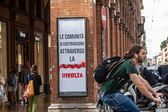 CHEAP per FUORI! - Anna Rispoli, ATTRRRRITO: Teoria e tecnica dell'indisciplina di strada, Street Poster Art, Bologna. Photo credit: Margherita Caprilli