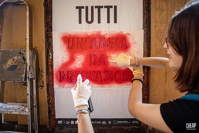 CHEAP per FUORI! - Anna Rispoli, ATTRRRRITO: Teoria e tecnica dell'indisciplina di strada, Street Poster Art, Bologna. Photo credit: Margherita Caprilli