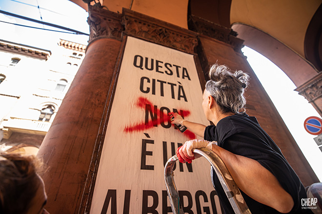 CHEAP per FUORI! - Anna Rispoli, ATTRRRRITO: Teoria e tecnica dell'indisciplina di strada, Street Poster Art, Bologna. Photo credit: Margherita Caprilli