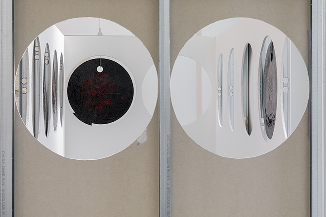 Costanza Candeloro, Living currency (I-IV), 60 cm ø x 2 cm, print on glazed ceramic, 2023. Photo © Giulio Boem