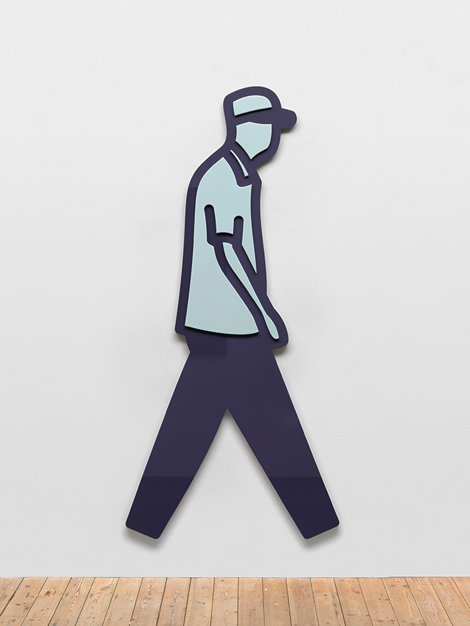 JULIAN OPIE - Blue cap. 2022, Auto paint on wood, 214.2 x 101.3 x 4.5 cm OPIE-2022-4980/9886 Large