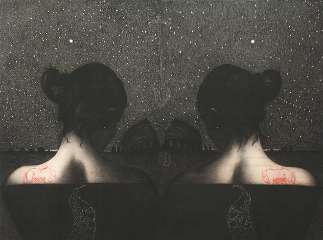 Omar Galliani, Omar Roma Amor, 2012, matita su tavola, cm 315x400. Courtesy the Artist.