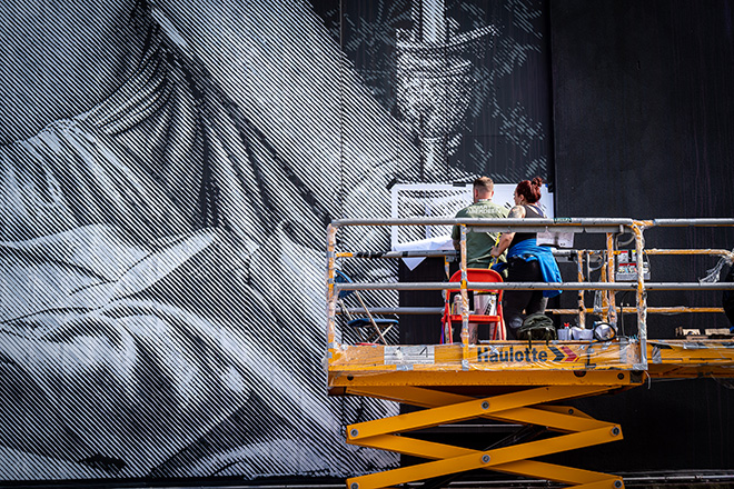 SNIK (work in progress) - Nuart Festival 2023, Aberdeen. Photo: @bktallman