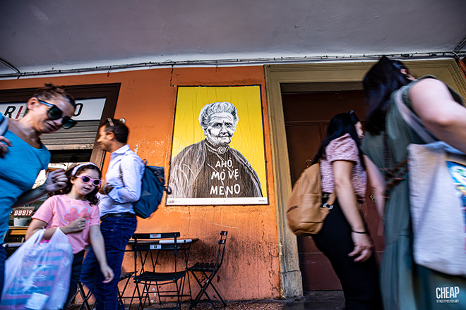 AGITATEVI - Call for Artist Cheap 2023, Poster art, Piazza Aldrovandi, Bologna. Photo credit: Margherita Caprilli