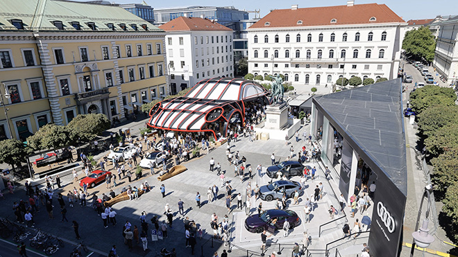 Oversized Porsche 911 - Installation at Open Space IAA, Wittelsbacherplatz, Munich