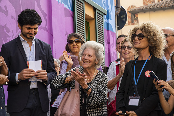 Inaugurazione Murale dei Diritti con Amalia Finzi, via Ortica 1, Milano – OrMe, Ortica Memoria di Milano. Photo credit: Riccardo Marchesi