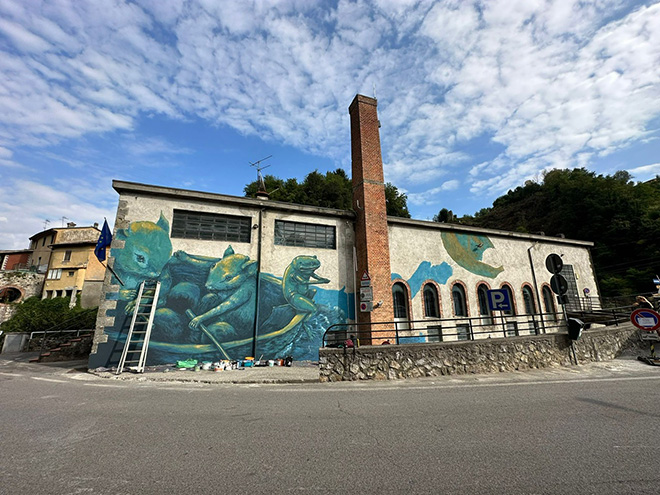 Ericailcane - Mural in Barga, work in progress