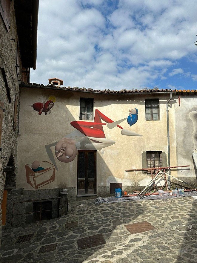 Zed1 - Mural in Barga, work in progress