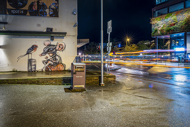 Hera - Mural, platform 1 at the Stavanger train station, Stavanger. Photo credit: @bktallman