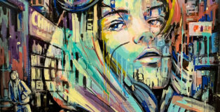 Alice Pasquini - In the meantime, tecnica mista su tela, 110x110