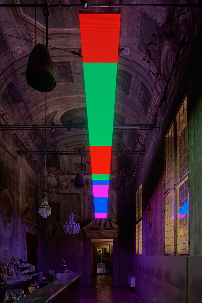 Davide Fabio Colaci - Studio Felicissime Stanze (Fregio Elettronico), 2024, Le Stanze, Palazzo Bentivoglio, Bologna. Photo credit: Carlo Favero