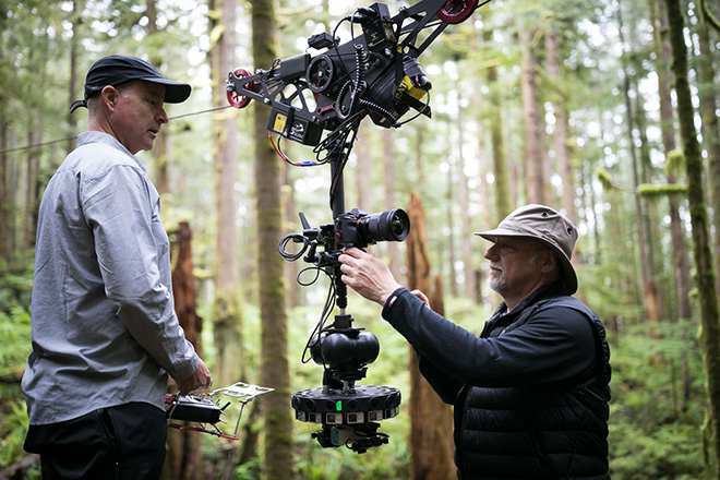 Burtynsky with Tom Comet in Port Renfrew, BC, Canada, 2017. Photograph by TJ Watt, courtesy of the Studio of Edward Burtynsky.