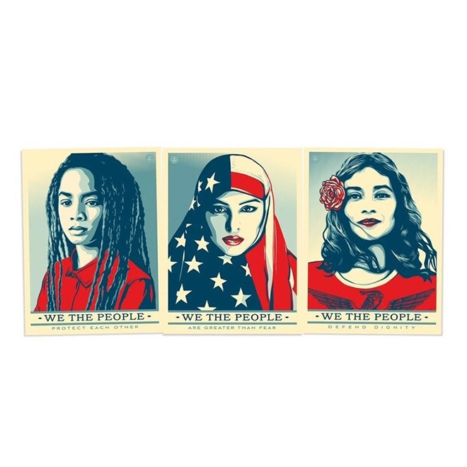 Shepard Fairey - We the people, 2017, 3 serigrafie, 41x60