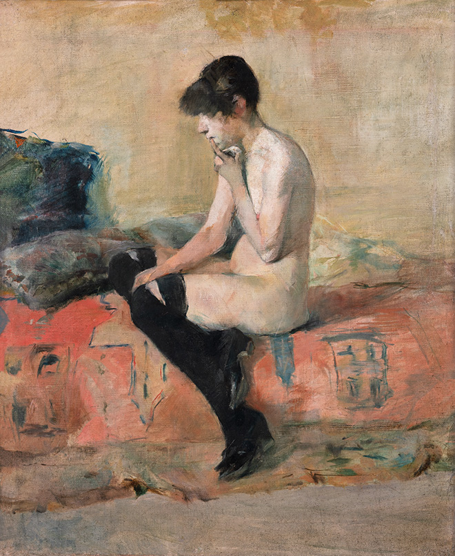 Henri de Toulouse-Lautrec, étude de nu, femme assise sur un divan, 1882, olio su tela. Albi, Musée Toulouse-Lautrec ©Musée Toulouse-Lautrec, Albi, France / foto F. Pons