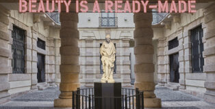 Claire Fontaine (Collettivo - Parigi, 2004) - Beauty is a ready made, 2024, Lettere a LED tridimensionali, struttura e supporto. Alessandro Puttinati, La Bagnante, 1846, Marmo di Carrara, Verona, Palazzo Maffei Casa Museo. Photo: Andrea Pugiotto.