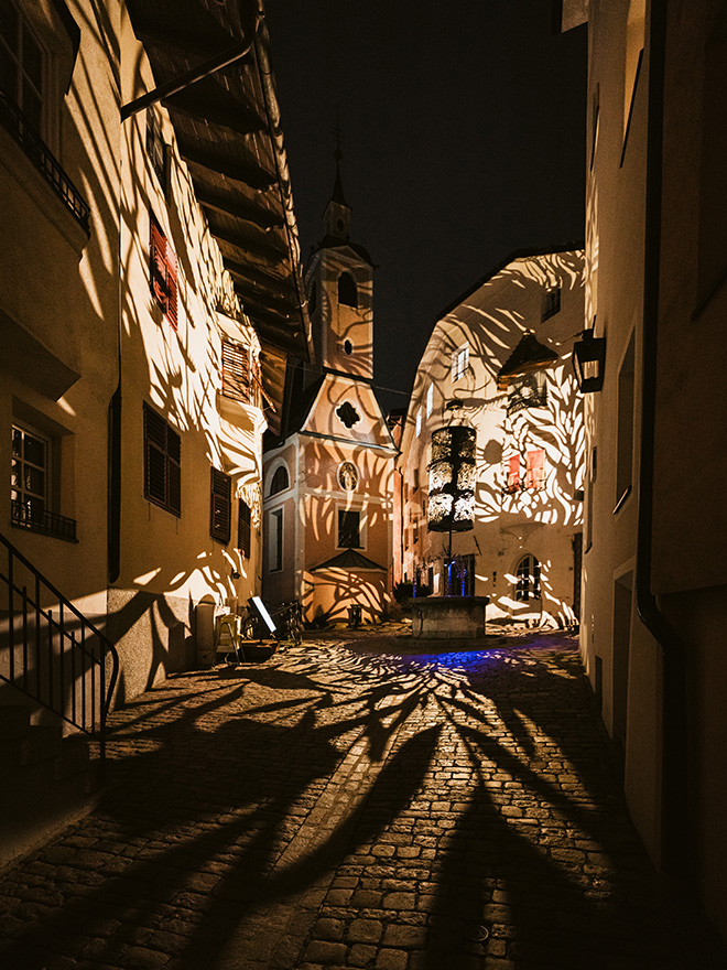 Water Light Festival 2024, Bressanone (BZ) - Source by Julia Dantonnet Stufels. Photo credit: Brixen Tourismus, Matthias Gasser