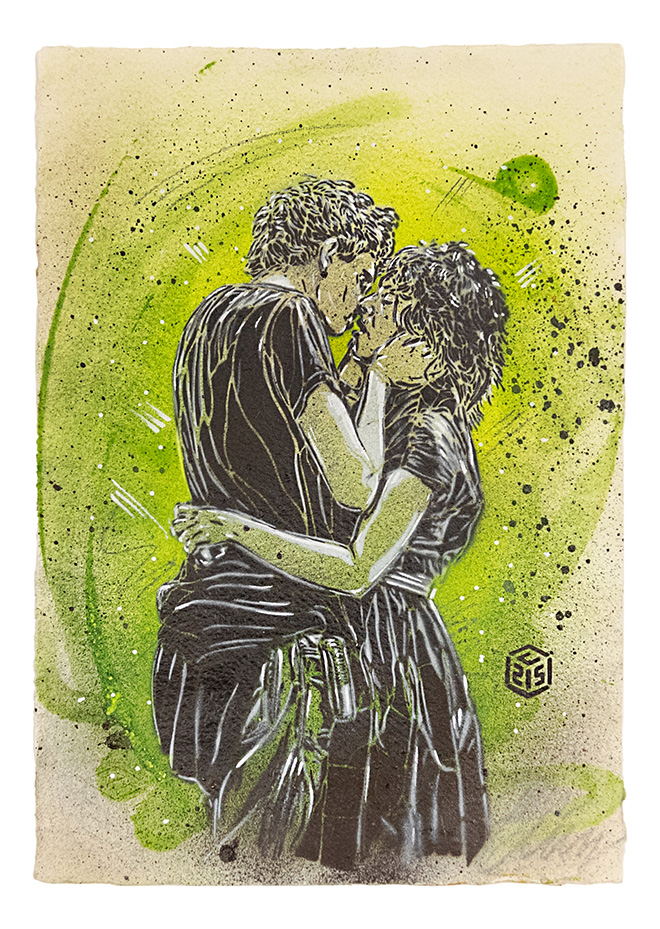 C215 - Il bacio, acrilico su carta, 21x30 cm.