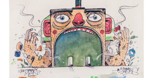 Mr. Thoms - The Greedy man, tecnica mista su carta, 29,7x21 cm.