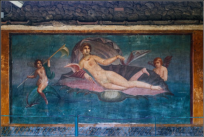 Pompei - Affresco della Venere. Rinvenuto nel 1960, si suppone che questo affresco potrebbe essere la copia romana del famoso ritratto di Campaspe, amante di Alessandro Magno.