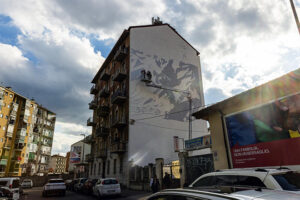 Millo - Murale a Torino (work in progress), Piazza Bottesini 6. Photo credit: Mauro Ujetto