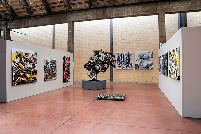 Opere di Giorgio Bartocci e veduta della mostra. IN MY NAME. Above the show, installation view, Open Dream Treviso. Photo credit: Elena Pescarolo