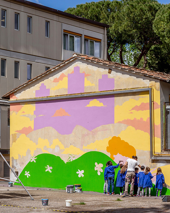 Dolce Katone - Il castello dei sogni (work in progress), Scuola primaria e dell'infanzia Gianni Rodari, Firenze Rifredi. Intervento a cura di Street Levels Gallery