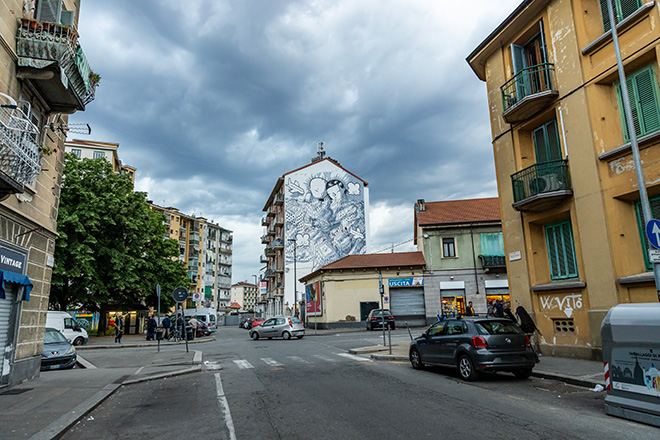 Millo - Murale a Torino, Piazza Bottesini 6. Photo credit: Mauro Ujetto