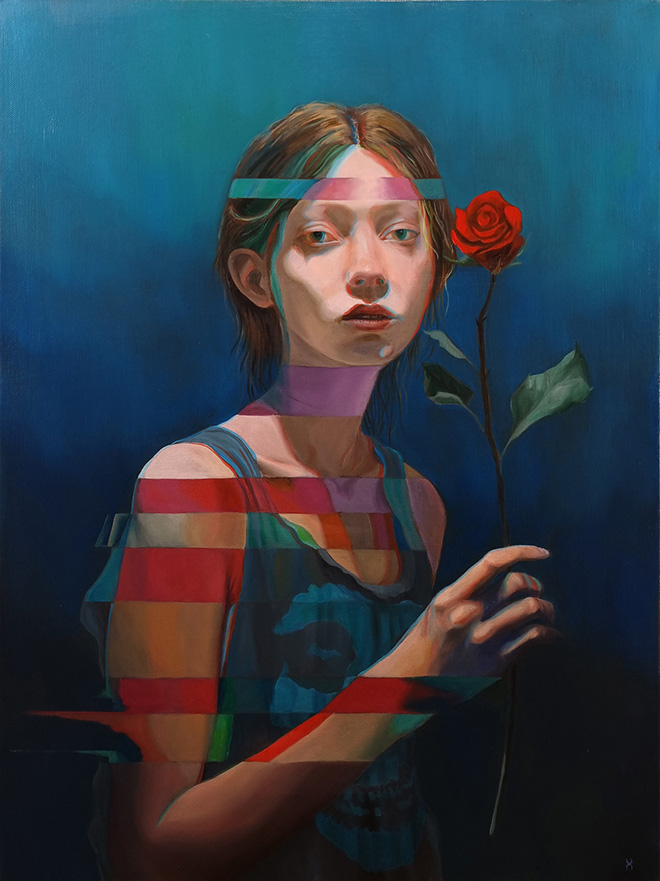 DesX - Misfits rose, olio su tela, 45x60cm. DesX - Misfits rose, olio su tela, 45x60cm.
