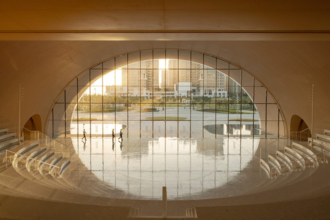 Yunchao Xu/Atelier Apeiron - Hengqin Culture & Art Complex, Hengqin, Xiangzhou, Zhuhai, China. View towards the park Photo credit: Schran Image Yunchao Xu/Atelier Apeiron - Hengqin Culture & Art Complex, Hengqin, Xiangzhou, Zhuhai, China. View towards the park Photo credit: Schran Image