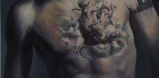 Mauro Maugliani - Disordine, cm 100x100, Huile sur toile, 2024 Mauro Maugliani – “SKIN WRITING”