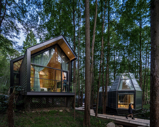 GLA Architects - Dongmingshan Senyu Hotel, Hangzhou, China. Metasequoia Wood Cottage. Photo credit: Chen Xi Studio GLA Architects - Dongmingshan Senyu Hotel, Hangzhou, China. Metasequoia Wood Cottage. Photo credit: Chen Xi Studio
