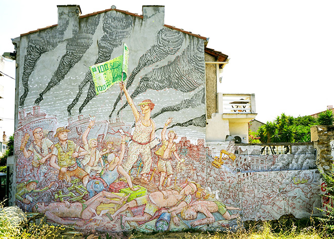 Blu – Murale a Marsiglia: Capitalismo, Fascismo e Overtourism